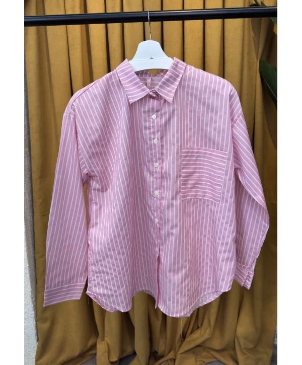 Oversize Çizgili Gömlek