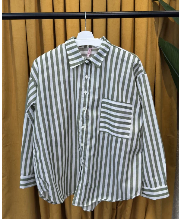 Oversize Çizgili Gömlek