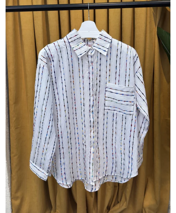 Oversize Çizgili Gömlek