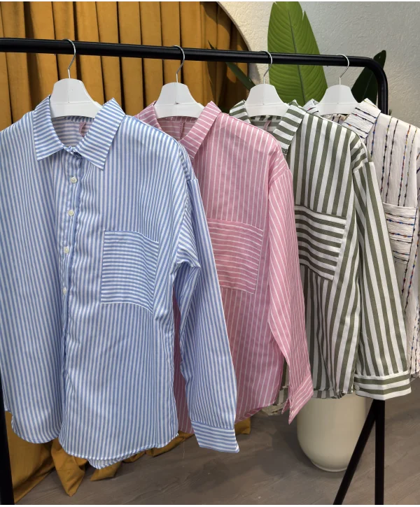 Oversize Çizgili Gömlek