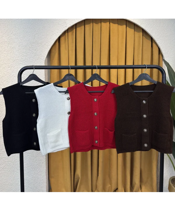 Düğmeli Yarım Kol Hırka