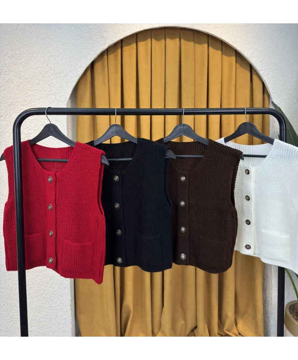 Düğmeli Yarım Kol Hırka