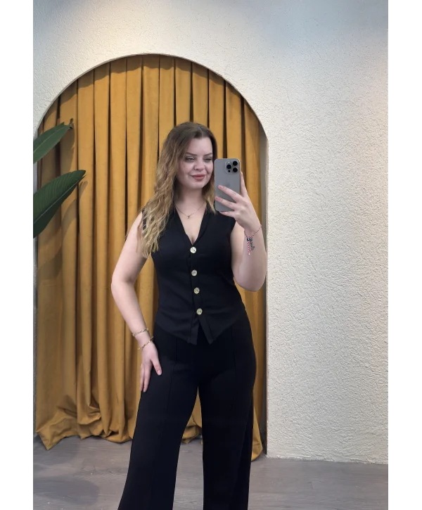 Nireya Modal Gold Düğmeli İkili Takım