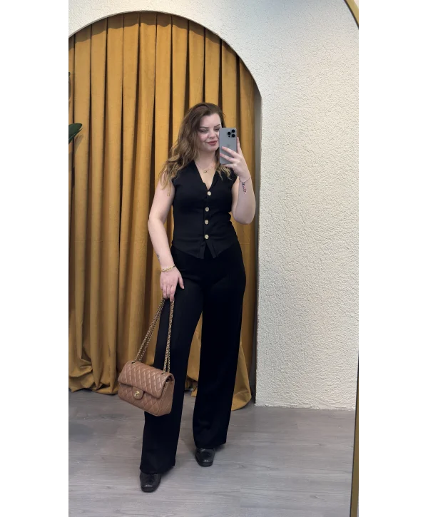 Nireya Modal Gold Düğmeli İkili Takım