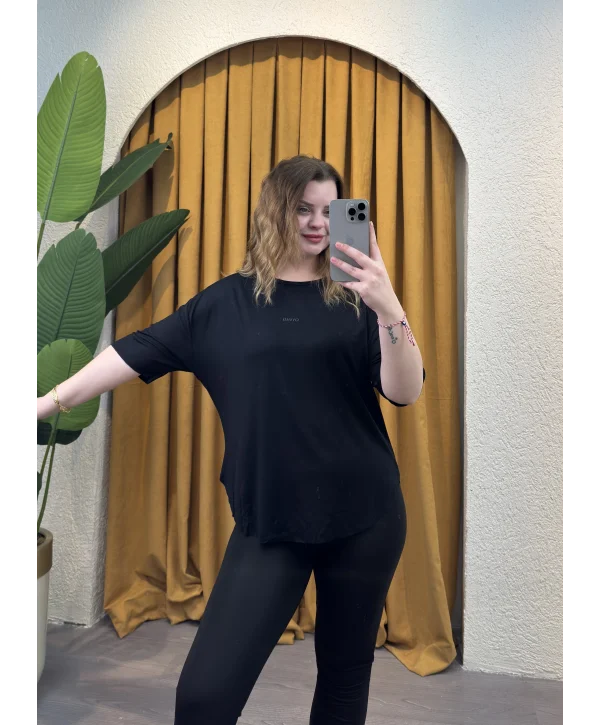 Oyhso Modal Kesik Bluz - SİYAH