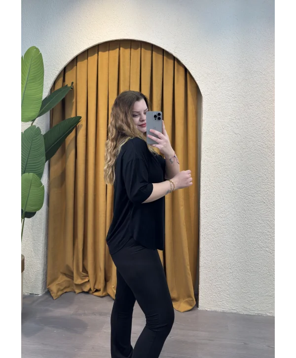 Oyhso Modal Kesik Bluz - SİYAH