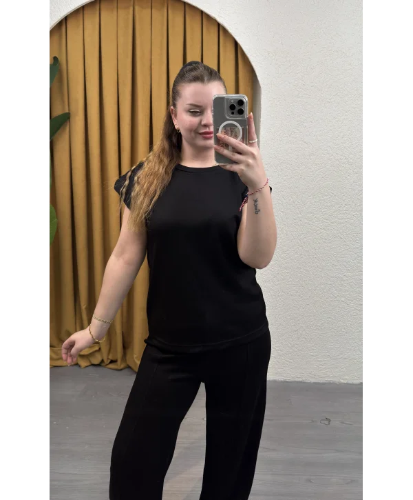 Kısa Kol Çimalı Modal Takım - SİYAH