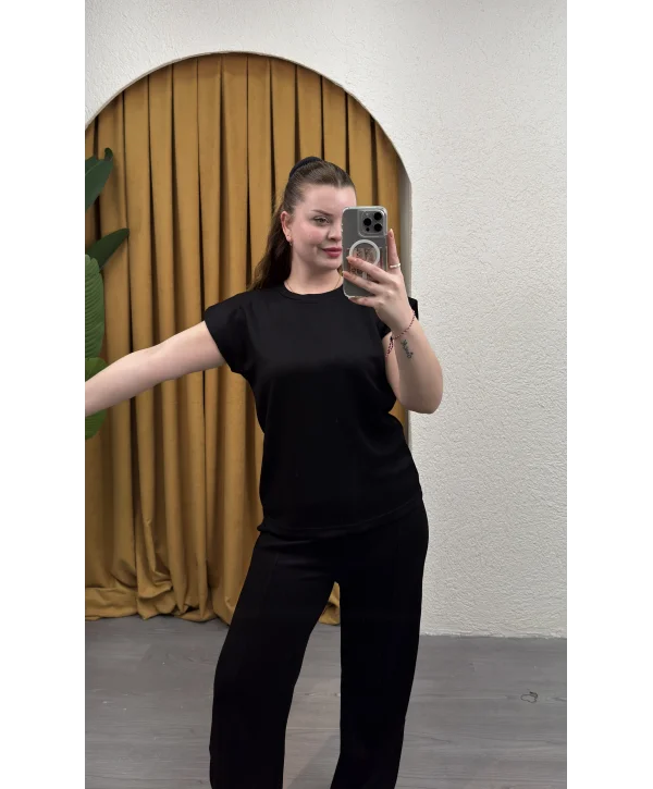 Kısa Kol Çimalı Modal Takım - SİYAH