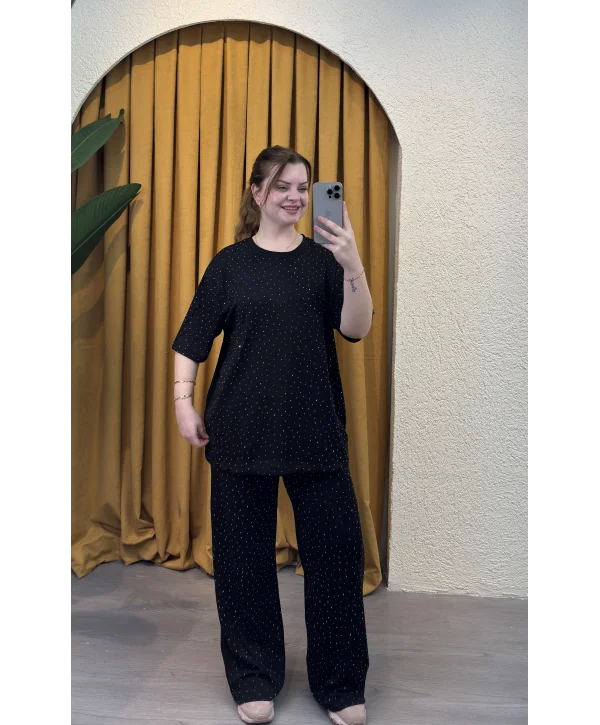 Kısa Kollu Modal Shine Takım - SİYAH