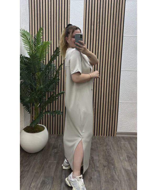 Elegance Modal Bağlamalı Elbise - EKRU