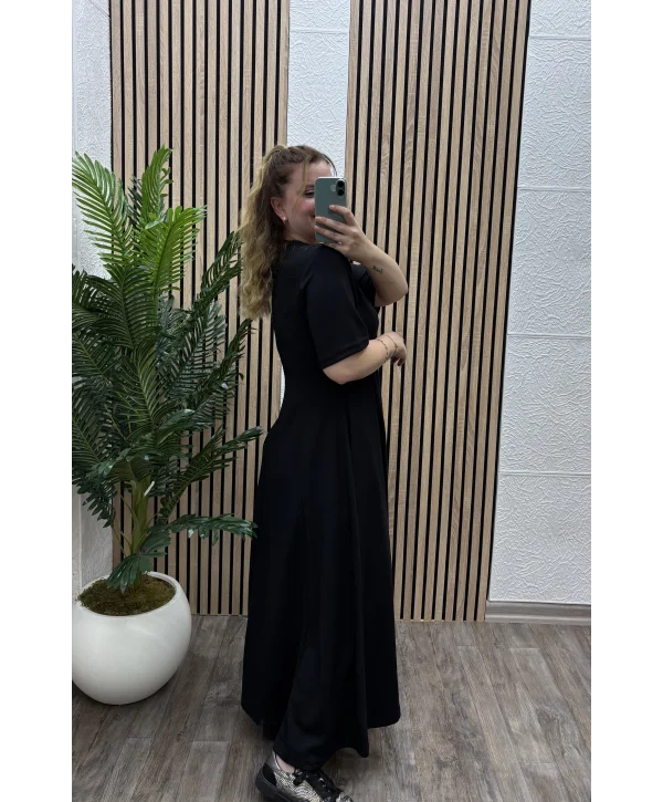 Godeli Modal Cepli Elbise - SİYAH