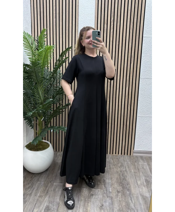 Godeli Modal Cepli Elbise - SİYAH