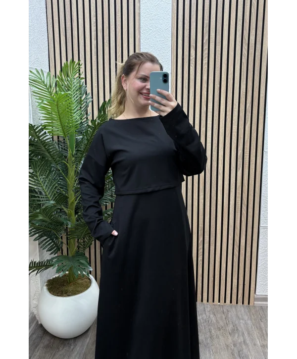 İkili Modal Kombin Siyah Elbise