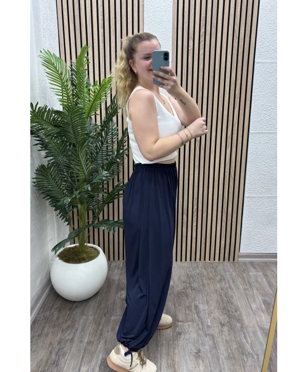 İpli Şalvar Pantalon - LACİVERT