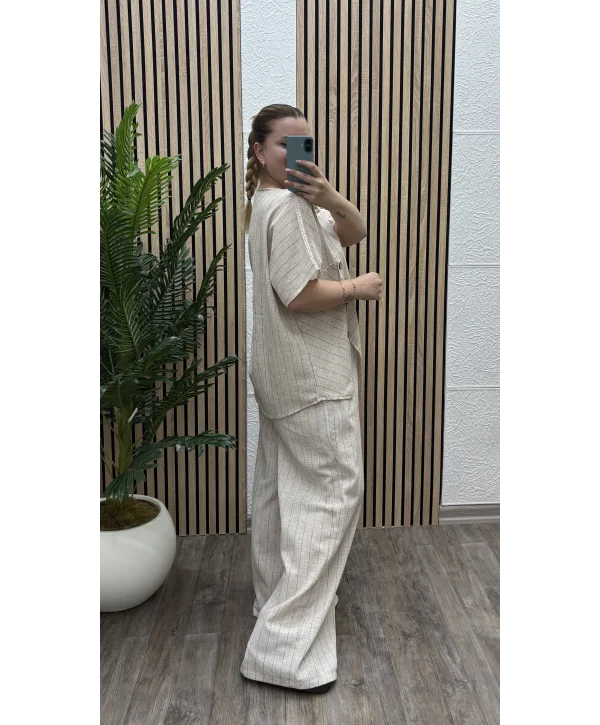 Keten Düğmeli Oversize İkili Takım