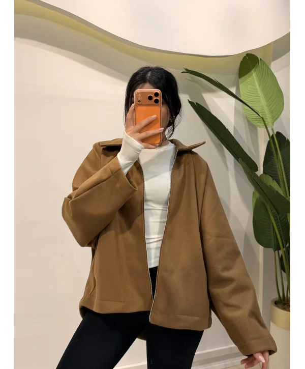 Oversize Kaşe Ceket - Tarçın