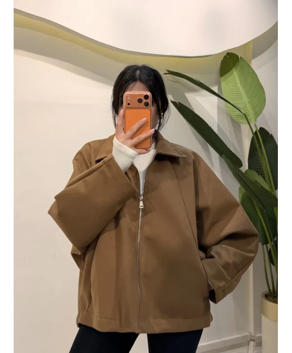 Oversize Kaşe Ceket - Tarçın