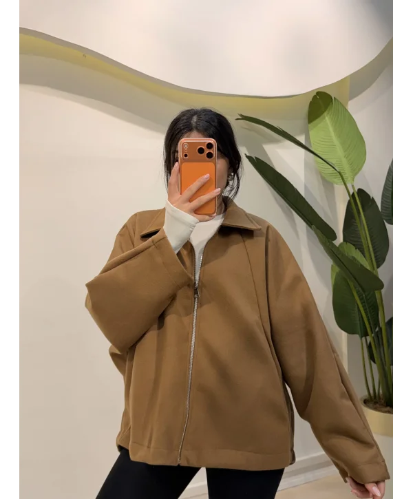 Oversize Kaşe Ceket - Tarçın