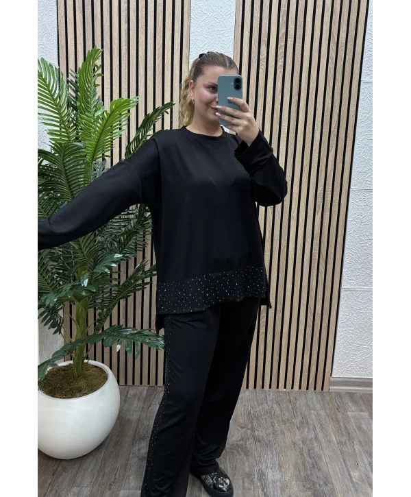 Oversize Cepli Taş Detay İkili Takım