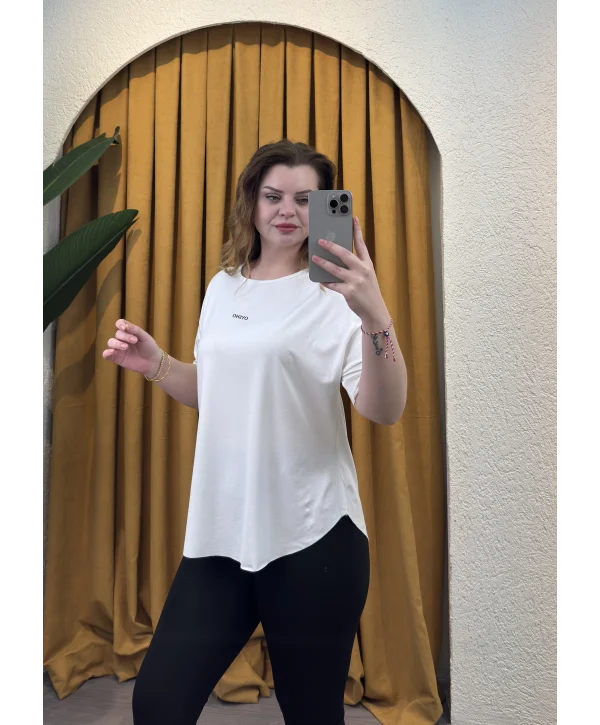 Oyhso Modal Kesik Bluz - BEYAZ