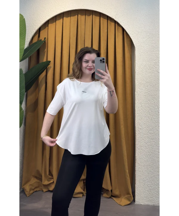 Oyhso Modal Kesik Bluz - BEYAZ