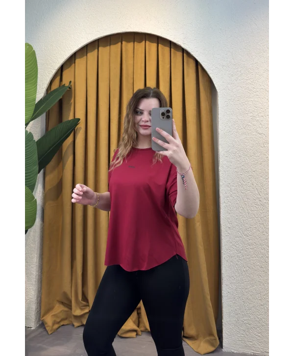 Oyhso Modal Kesik Bluz - KIRMIZI