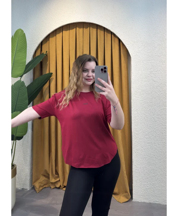 Oyhso Modal Kesik Bluz - KIRMIZI