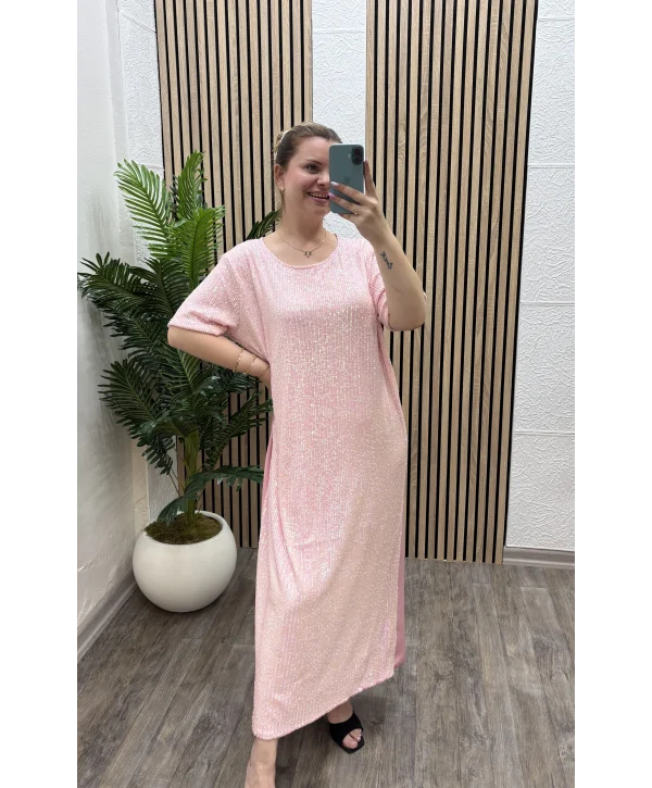 Oyhso Payetli Elbise- PEMBE
