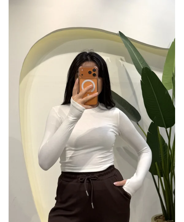 Replika Parmak Geçmeli Bluz - Beyaz