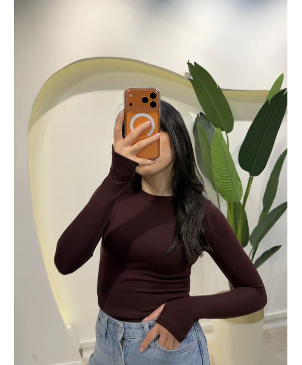 Replika Parmak Geçmeli Bluz - Mürdüm