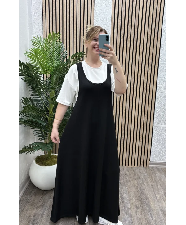 Twist T-shirtlü Elbise - SİYAH