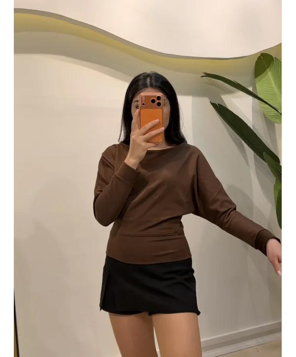 Yarasa Kol Replika Bluz - Kahve