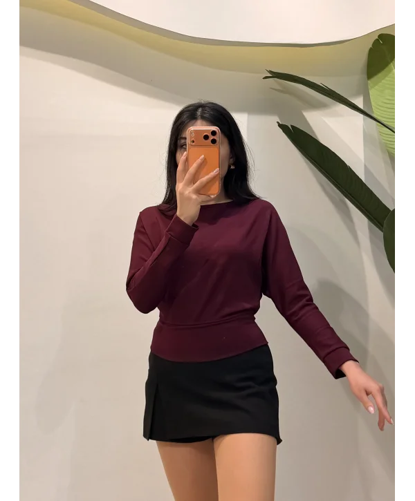 Yarasa Kol Replika Bluz - Mürdüm