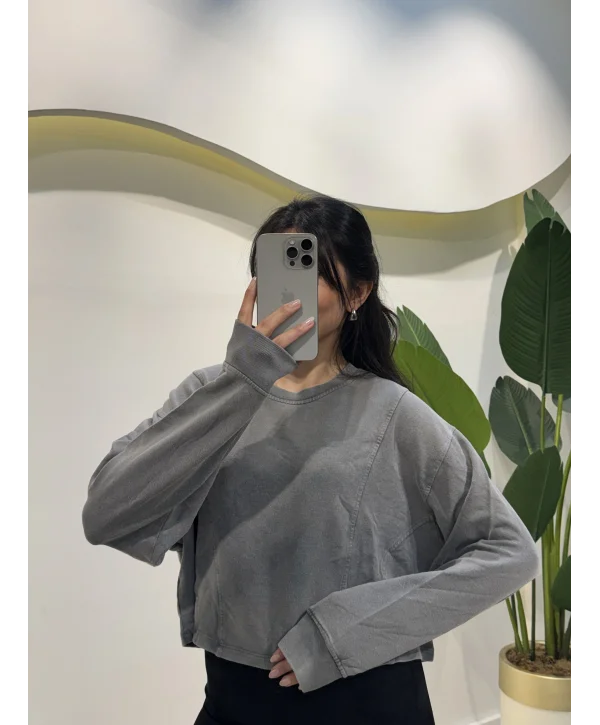 Yarasa Kol Yıkamalı Modal Bluz - Antrasit