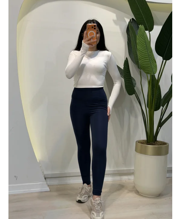 Yüksek Bel Toparlayıcı Replika Tayt - Lacivert