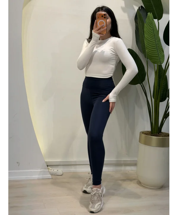 Yüksek Bel Toparlayıcı Replika Tayt - Lacivert