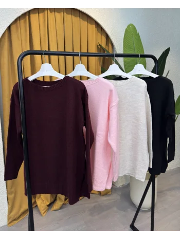 Oversize Kayık Yaka Kazak