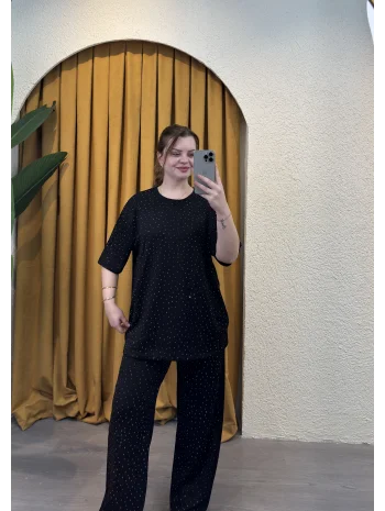 Kısa Kollu Modal Shine Takım - SİYAH