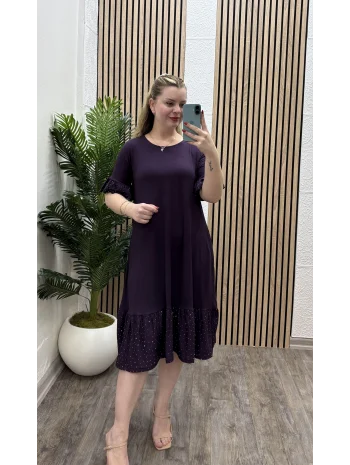 Fırfır Detay Shine Elbise - MÜRDÜM