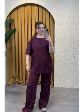 Kısa Kol Modal Shine İkili Takım - BORDO