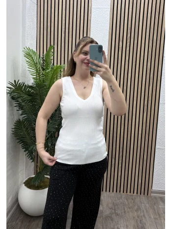 Askılı Triko Atlet - BEYAZ