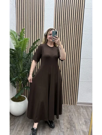 Godeli Modal Cepli Elbise - KAHVERENGİ