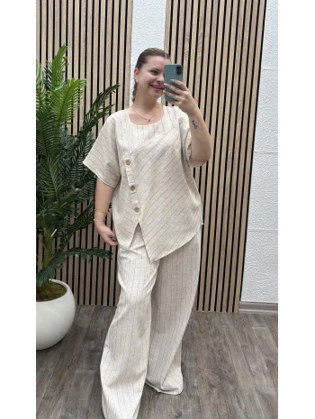 Keten Düğmeli Oversize İkili Takım