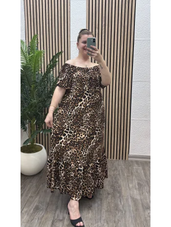 Madonna Yaka Viskon Elbise - LEOPAR