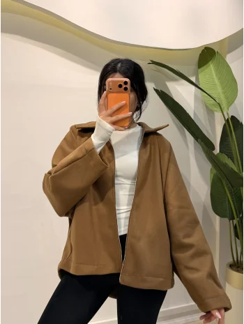Oversize Kaşe Ceket - Tarçın