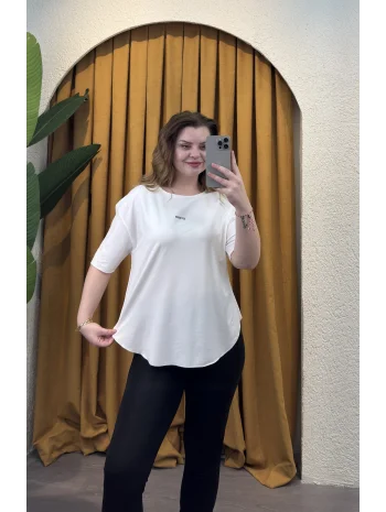 Oyhso Modal Kesik Bluz - BEYAZ