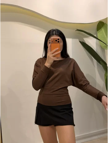 Yarasa Kol Replika Bluz - Kahve