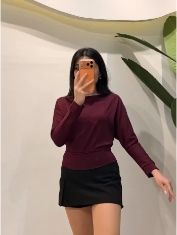 Yarasa Kol Replika Bluz - Mürdüm