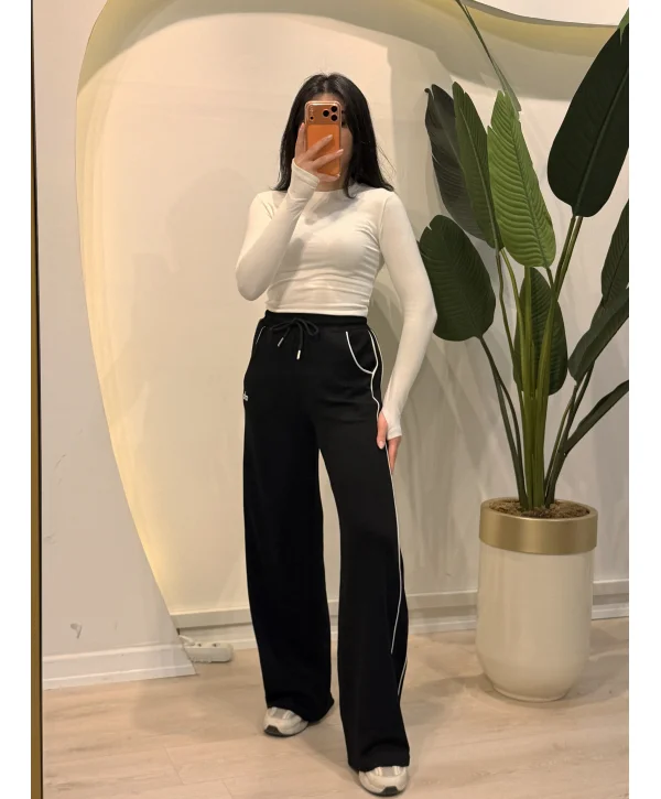 Replika Biyeli Palazzo Eşofman Altı - Siyah