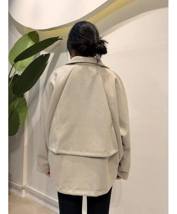 Oversize Kaşe Ceket - Gri